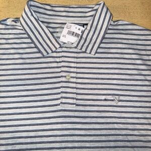 American Eagle Outfitters Polo Shirt -Gray with Blue and Black Stripes Men’s XL